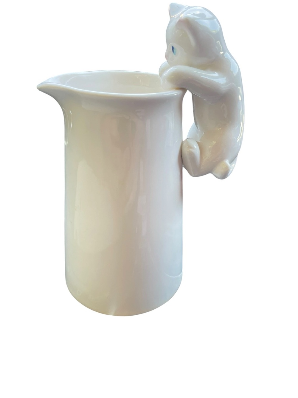 Vintage Avon Ceramic Milk Creamer Pitcher Cat Handle Kitten on Rim - Picture 2 of 5